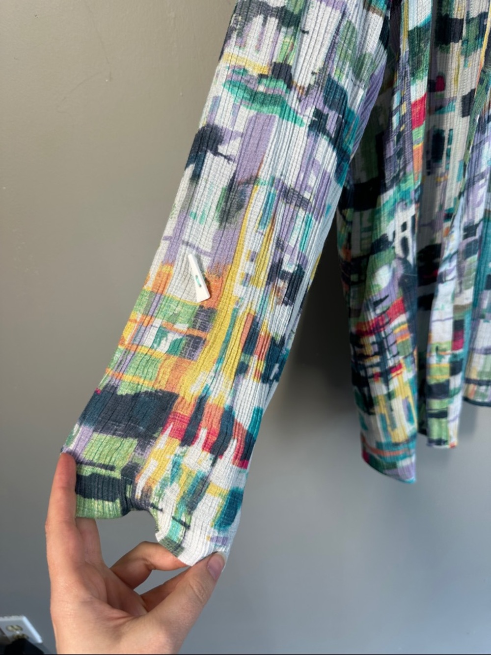 Ali Miles Multicolor Abstract Print Button Front Top Size 1X - Picture 10 of 15